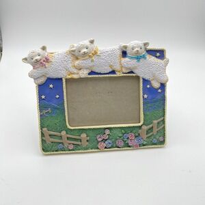 Vintage Figi Graphics COUNTING SHEEP White Lambs Picture Photo Frame 5x3.5‎